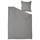 Gray cotton duvet and pillow cover set with envelope closure.
