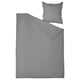 Grey ÄNGSLILJA duvet & pillow, soft washed cotton, minimalist design.