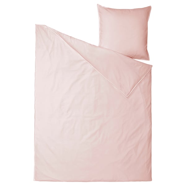 Pink bedding set. Duvet cover & pillowcase. Soft, pre-washed cotton. Simple, solid colour design.