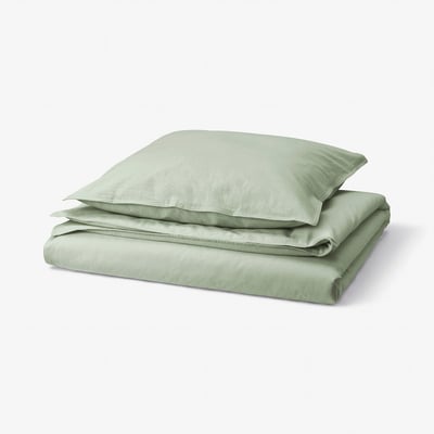 ÄNGSLILJA Duvet cover and pillowcase, pale grey-green, 140x200/80x80 cm