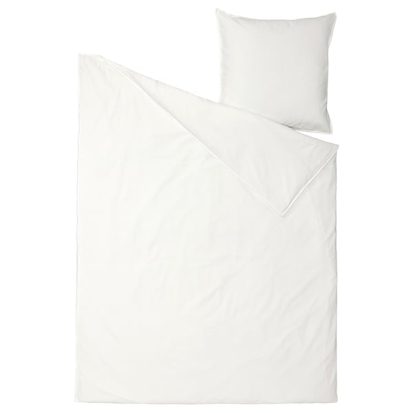 ÄNGSLILJA white duvet & pillow, soft cotton, plain, square.