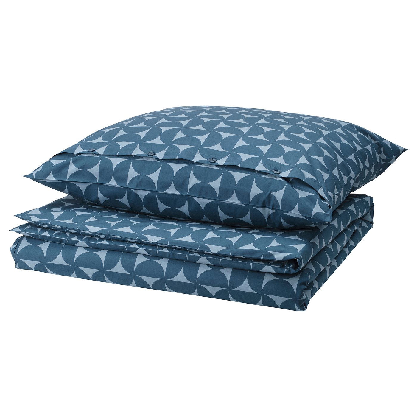ÄNGSNEJLIKA: folded blue geometric duvet & pillow set, cotton-viscose.