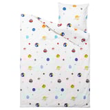 AFTONSPARV bedding: white duvet & pillow, space-themed, planets, moons, stars. Cotton/viscose.