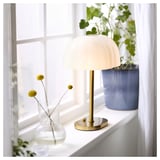 AKTERSPRING Table lamp, opal white glass/brass-plated, 39 cm