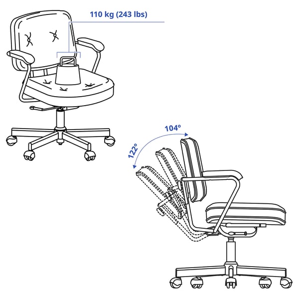 Illustration with measurements for the product: ALEFJÄLL.
