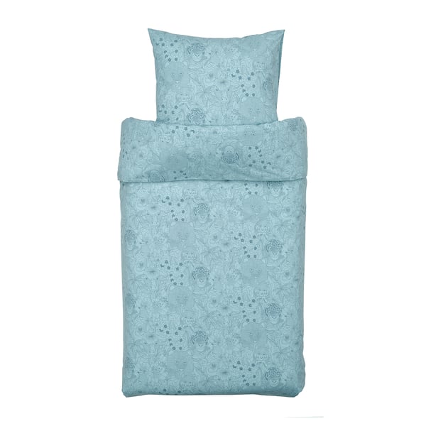 ALPTALL Duvet cover and pillowcase, blue/Himalayan animals and plants, 140x200/80x80 cm