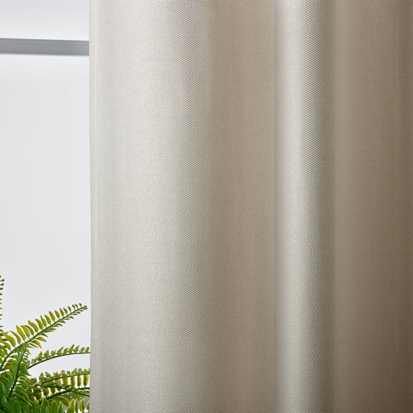 ANNAKAJSA Room darkening curtains, 1 pair, white/with heading tape, 145x300 cm