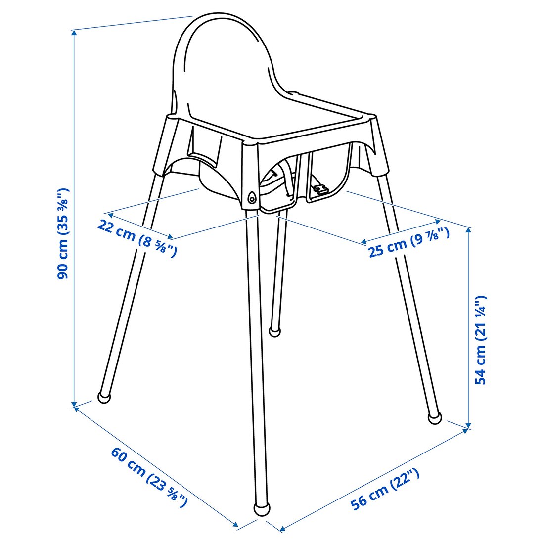 ANTILOP highchair with safety belt, white/white - IKEA Germany