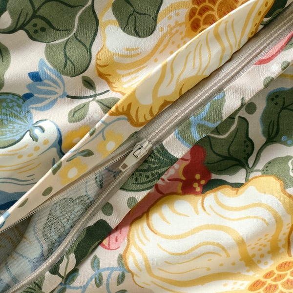 ARENBOK Duvet cover and 2 pillowcases, beige/floral pattern, 240x220/80x80 cm