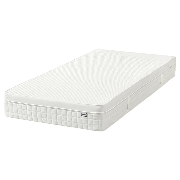 ÅVABERG white mattress, rectangular, with comfort zones, foam filling, zippered cover.