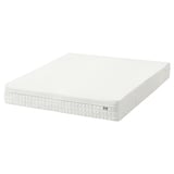 Ikeas white ÅVABERG foam mattress, rectangular with quilted sides, designed for comfort and support.