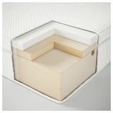 Cross-section of mattress showing layers: memory foam, comfort foam, and base fabric.