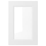 AXSTAD white cabinet door, rectangular with soft lines, white plastic and glass, modern or traditional design.
