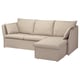 Option: Backsalén beige l-shaped sofa, modern minimalist design, plush cushions, light fabric.