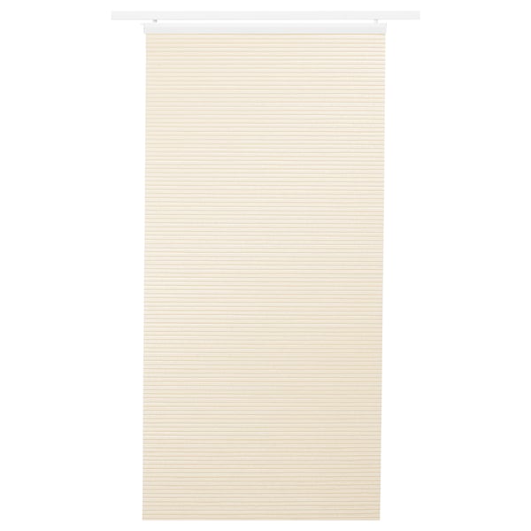 BACKSILJA: beige panel curtain, sheer, made from recycled pet bottles. Privacy with soft light filtering. Perfect for windows or room division.