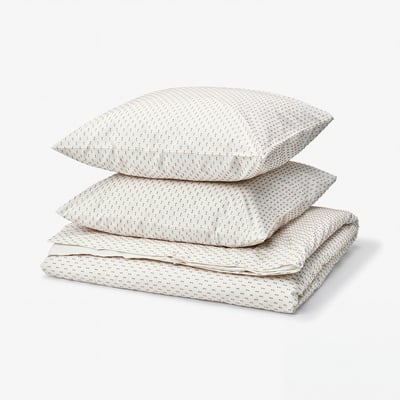 BANDKNIPPE Duvet cover and 2 pillowcases, white/beige, 240x220/80x80 cm