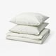 BANDKNIPPE Duvet cover and 2 pillowcases, white/green, 240x220/80x80 cm