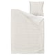 This image shows a white BANDKNIPPE duvet set with beige woven texture, made of 100% cotton.