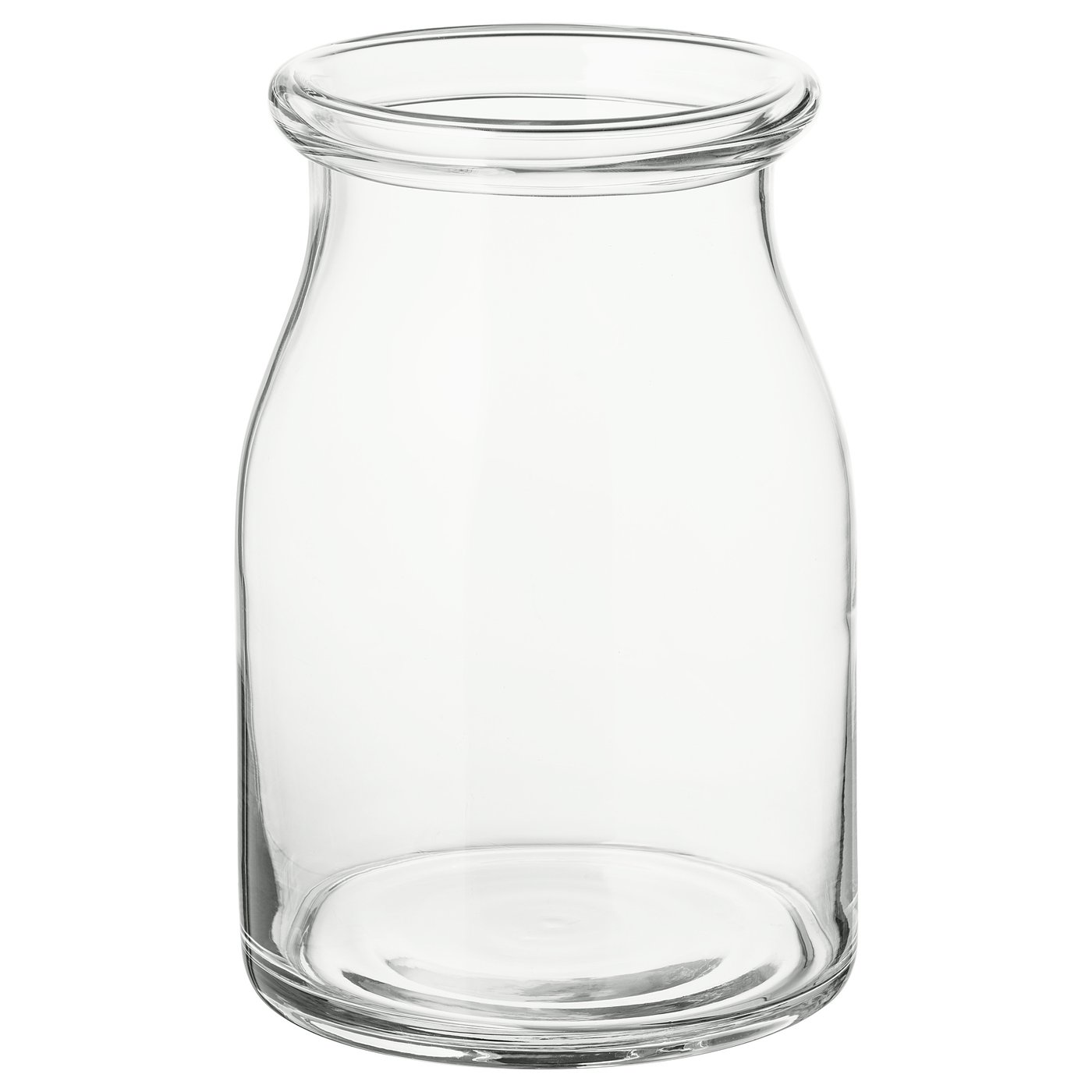 BEGÄRLIG clear glass vase, handcrafted, rounded shape.
