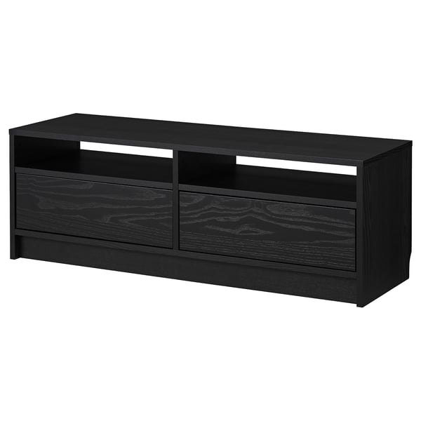 Black wooden tv stand with storage