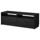 Black wooden tv stand with storage