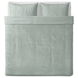 BERGPALM light green striped duvet set, 100% cotton, soft and vintage look.