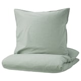 BERGPALM green striped duvet set, soft cotton, square & rectangular pillows.