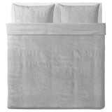 The BERGPALM duvet cover and pillowcases in grey with striped cotton.