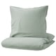 Option: A BERGPALM green striped cotton duvet cover set with a vintage look, including one pillowcase.
