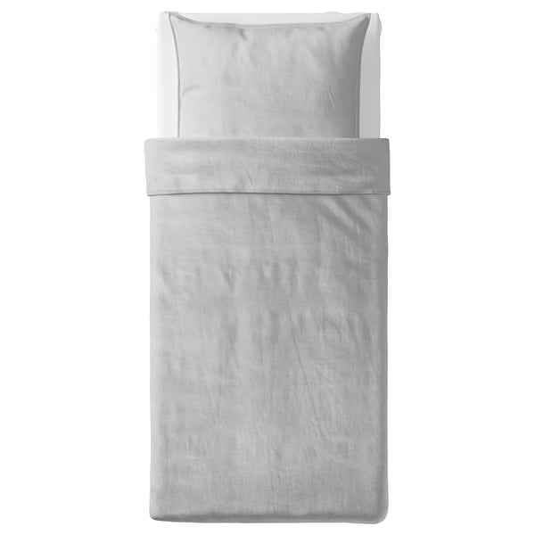 The BERGPALM duvet set in grey with cotton and striped design.