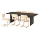 BERGSHYTTAN / LYCKAN Table and 6 chairs, dark brown ash veneer/birch veneer, 240x93 cm