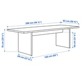 BERGSHYTTAN Table, dark brown ash veneer, 240x93 cm