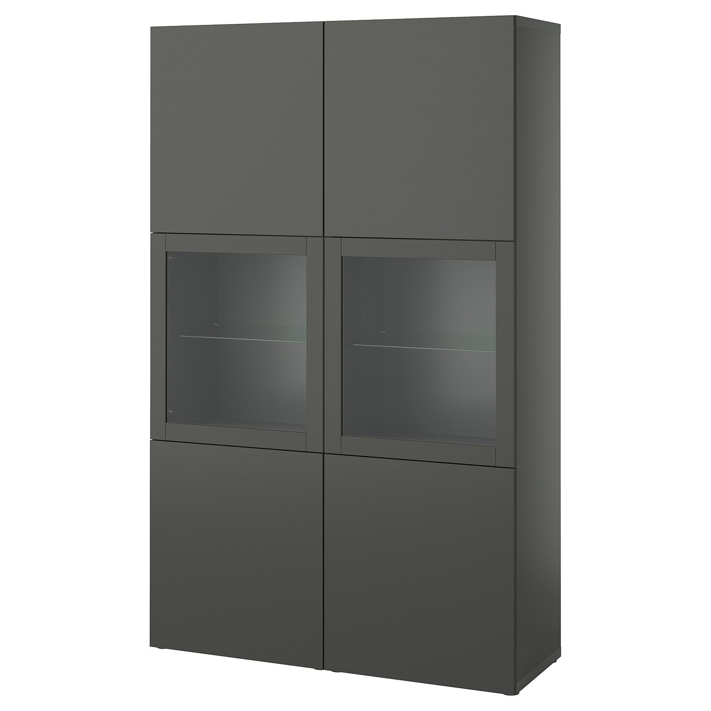 IKEA BESTÅ/GLASSVIK】組み立て途中品 3台セット ランプ付き BESTÅ storage combination with doors, black-brown/Glassvik