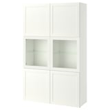 BESTÅ white cabinet with glass doors, modern design, adjustable shelves.