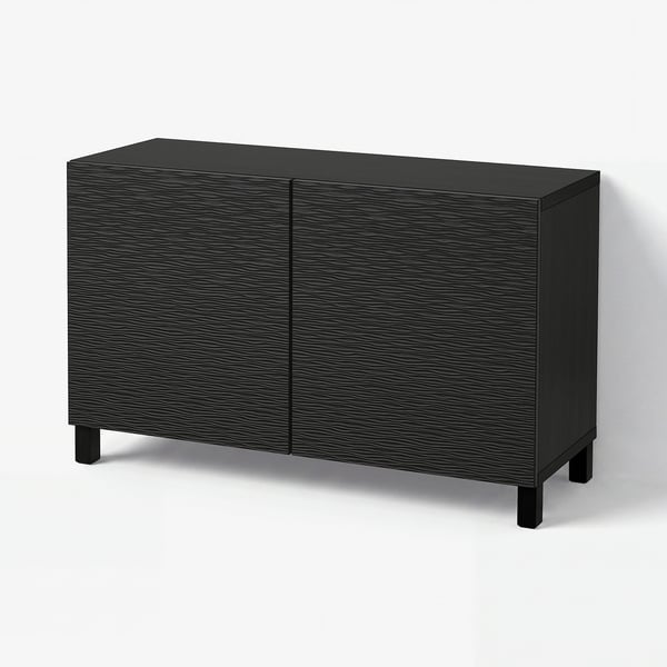 BESTÅ Storage combination with doors, black-brown/Laxviken/Stubbarp black, 120x42x74 cm