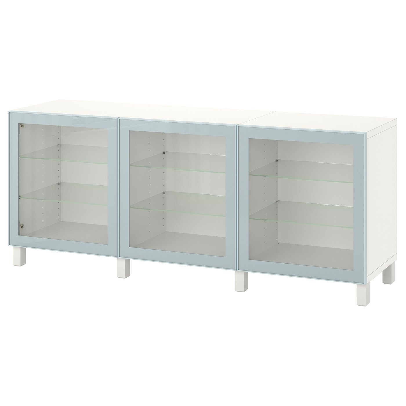 IKEA BESTÅ/GLASSVIK】組み立て途中品 3台セット ランプ付き BESTÅ TV storage combination/glass doors white stained oak