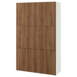 BESTÅ Storage combination with doors, white/Lappviken walnut effect, 120x42x193 cm