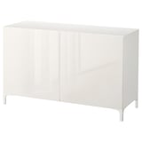 White BESTÅ storage cabinet with sleek design and metal legs.