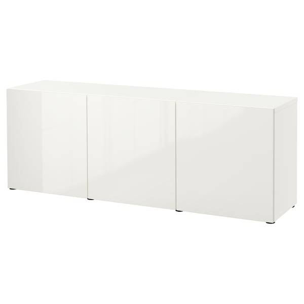 A white BESTÅ sideboard with three sleek, rectangular doors. The modern design offers storage and display space.