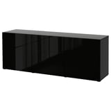 Black BESTÅ sideboard with sleek, modern design and glossy finish.