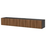 BESTÅ TV bench with doors, black-brown/Lappviken walnut effect, 240x42x38 cm