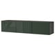 A dark green BESTÅ tv bench with sleek, reflective surfaces and minimalist design for modern spaces.