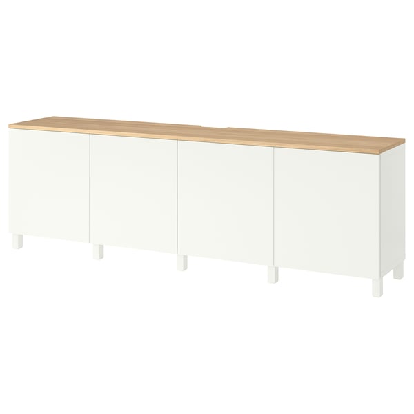 BESTÅ TV bench with doors, white/Lappviken/Stubbarp white, 240x42x76 cm