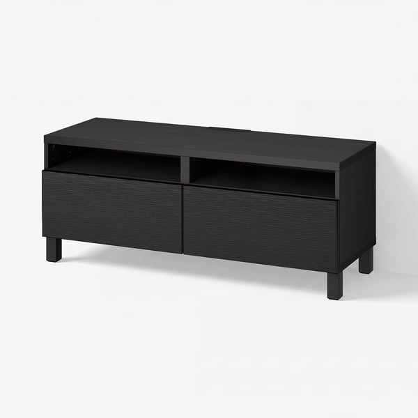 BESTÅ TV bench with drawers, black-brown/Laxviken/Stubbarp black, 120x42x48 cm