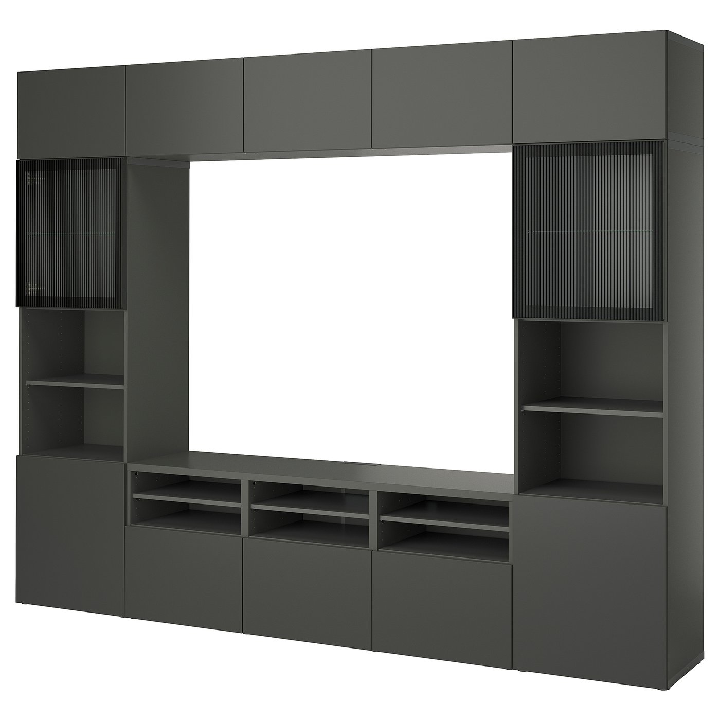 IKEA BESTÅ/GLASSVIK】組み立て途中品 3台セット ランプ付き BESTÅ TV storage combination/glass doors, dark grey