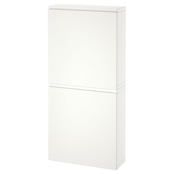 BESTÅ white wall cabinet with doors, sleek design, push-open or soft-close hinges.