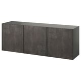Dark grey BESTÅ cabinet with three doors, sleek and modern.