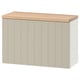 Ikea BESTÅ white storage unit, oak top rectangular cabinet.