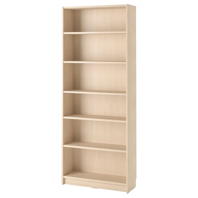 Depicts a BILLY bookcase, light beige, rectangular, with five empty shelves. Simple and versatile design.