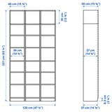 Illustration with measurements for the product: BILLY.